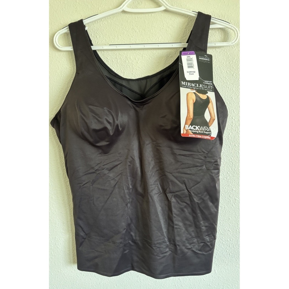 Miraclesuit BackWrap Step-In Camisole Shapewear Tank Black 2XL NWT 2433
